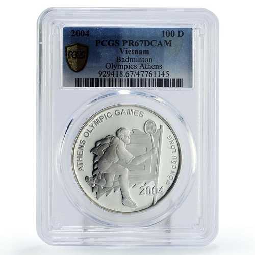 ベトナム 100ドン アテネオリンピック バドミントン PR67 PCGS 銀貨 2004年｜世界の紙幣・金・銀・銅 ラフテル