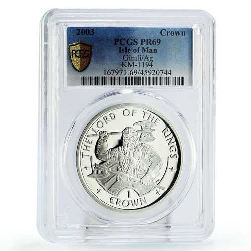 マン島 1クラウン ロード・オブ・ザ・リング ノーム ギムリ PR69 PCGS 銀貨 2003年｜世界の紙幣・金・銀・銅 ラフテル