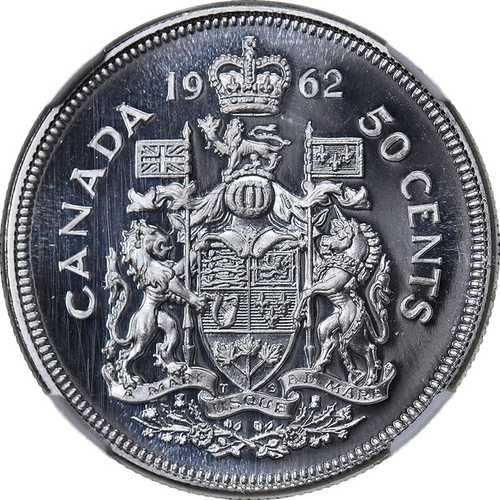 1962年カナダ銀貨50セント NGC PL67 カメオプルーフライク|世界の紙幣・金・銀・銅 ラフテル