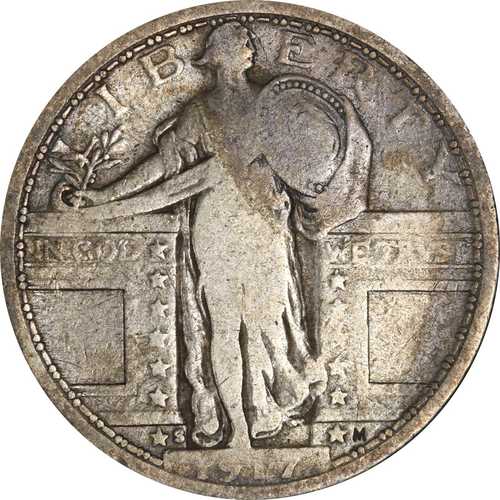 1917年Sミント タイプ1 スタンディング・リバティ・クォーター｜世界の紙幣・金・銀・銅 ラフテル
