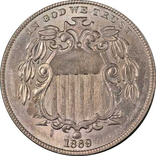 1869年 シールドニッケル 極美品 BU++ 素晴らしい外観 強打｜世界の紙幣・金・銀・銅 ラフテル