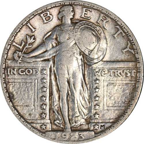 1923年Pミント刻印 スタンディング・リバティ・クォーター|世界の紙幣・金・銀・銅 ラフテル
