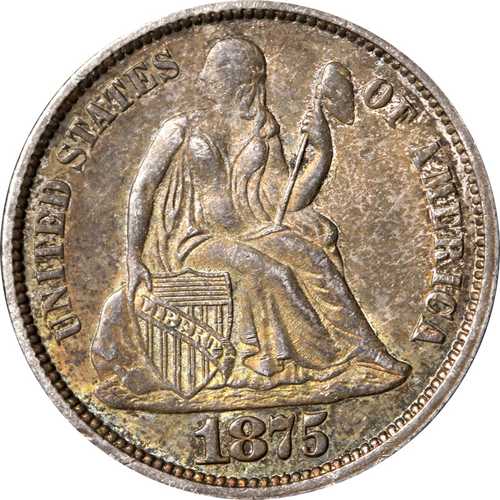 1875年Pミント シーテッド・リバティ・ダイム - 厳選品｜世界の紙幣・金・銀・銅 ラフテル