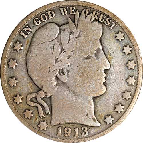 1913年Dミント バーバーハーフダラー|世界の紙幣・金・銀・銅 ラフテル