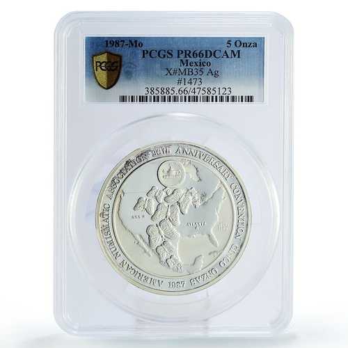 メキシコ 5オンサ 銀貨 ANA バタフライ PR66 PCGS 1987年｜世界の紙幣・金・銀・銅 ラフテル