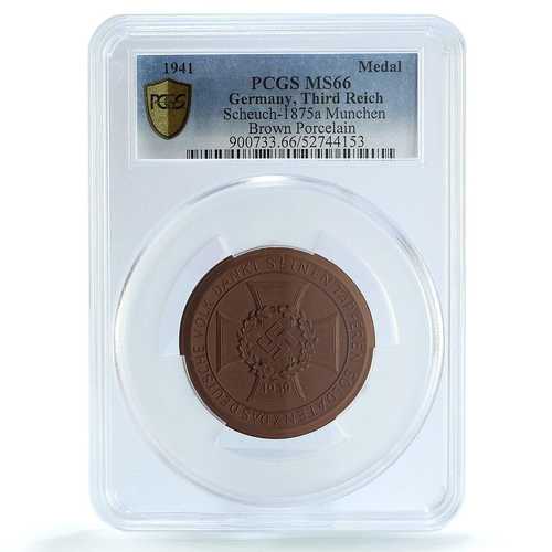 ドイツ第三帝国 キエフの戦い ショイヒ-1875a MS 66 PCGS 磁器メダル 1941年|世界の紙幣・金・銀・銅 ラフテル