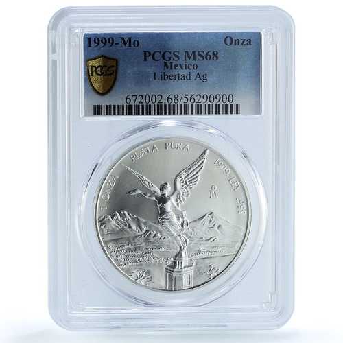 メキシコ 1オンス 自由の天使 独立記念銀貨 KM-613 MS 68 PCGS 1999年|世界の紙幣・金・銀・銅 ラフテル