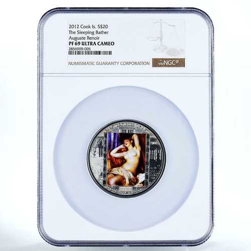 クック諸島 20ドル ルノワール傑作 アート 眠る水浴び女 PF 69 NGC 銀貨 2012年｜世界の紙幣・金・銀・銅 ラフテル