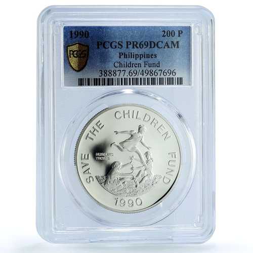 フィリピン 200ペソ ユニセフ セーブ・ザ・チルドレン 子どもの年 PR69 PCGS コイン 1990年｜世界の紙幣・金・銀・銅 ラフテル