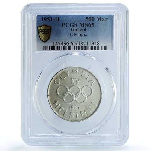フィンランド 500マルカ ヘルシンキ夏季オリンピック KM-35 MS65 PCGS Agコイン 1951年|世界の紙幣・金・銀・銅 ラフテル