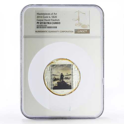 クック諸島 20ドル キャスパー アート ワンダラー 海上の霧 PF69 NGC 銀貨 2016年｜世界の紙幣・金・銀・銅 ラフテル
