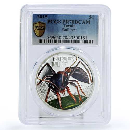 ツバル 1ドル 致命的で危険な雄アリ PR70 PCGS 銀貨 2015年|世界の紙幣・金・銀・銅 ラフテル