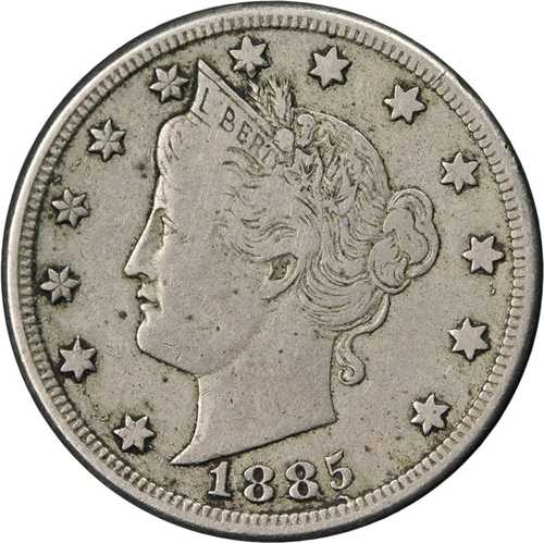 1885年 リバティVニッケル 極美品 希少年号 非常に魅力的なデザイン|世界の紙幣・金・銀・銅 ラフテル
