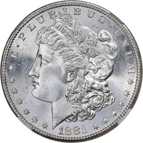 1881年Sミント モーガン銀貨 NGC MS67 素晴らしい外観、強い打刻|世界の紙幣・金・銀・銅 ラフテル