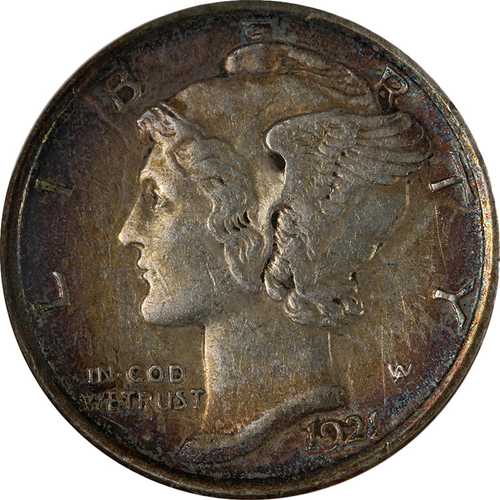1921年Pマーキュリーダイム、フルスプリットバンド、NGC AU、詳細、キーデート、良好な打刻｜世界の紙幣・金・銀・銅 ラフテル