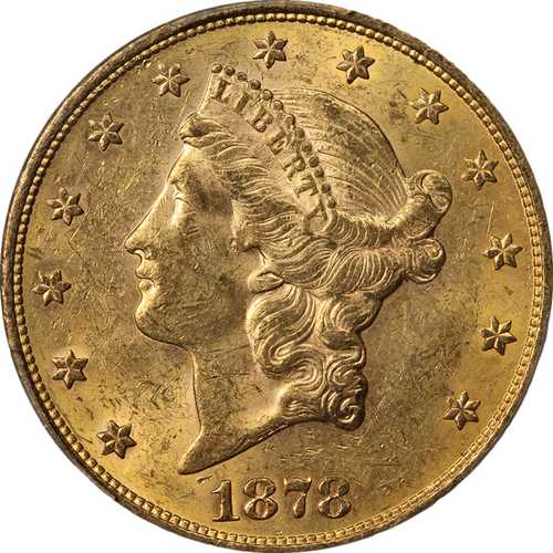 1878年Sミント リバティ金貨 20ドル PCGS MS61 美しい光沢 美しい打刻｜世界の紙幣・金・銀・銅 ラフテル