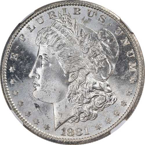 1881年Sミント モーガン銀貨 NGC MS67 輝く白の宝石 強打｜世界の紙幣・金・銀・銅 ラフテル