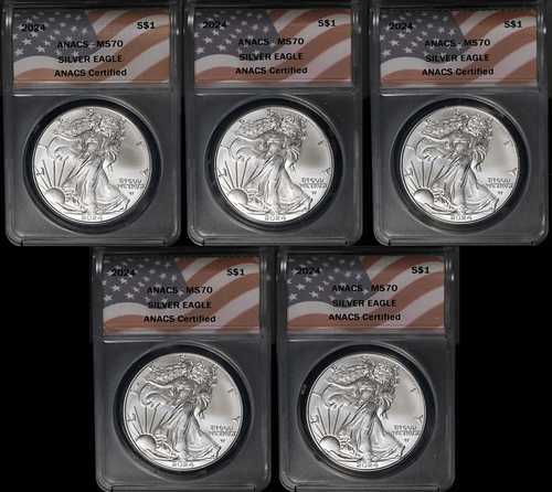 2024年 シルバーアメリカンイーグル 1ドル ANACS MS70 - 5枚セット 在庫あり｜世界の紙幣・金・銀・銅 ラフテル