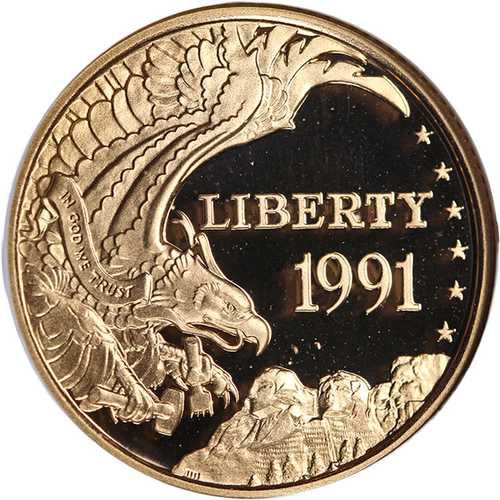 1991年Wミント ラシュモア山記念金貨 5ドル NGC PF70 ウルトラカメオ - 在庫あり｜世界の紙幣・金・銀・銅 ラフテル