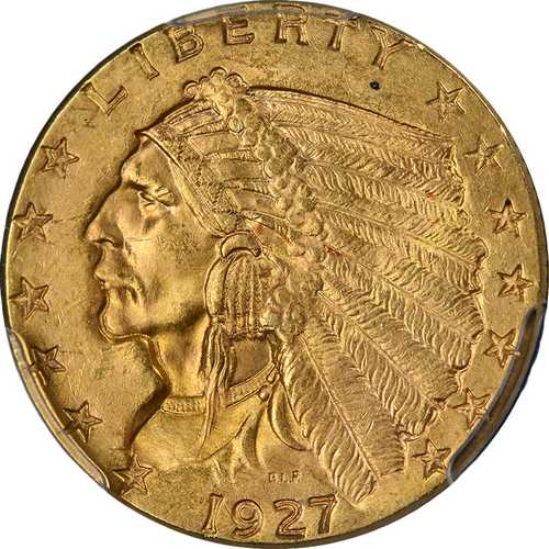 1927年 インド金貨 2.50ドル PCGS MS64 美しい外観 強い打刻｜世界の紙幣・金・銀・銅 ラフテル