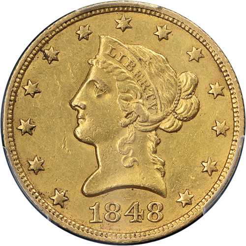 1848年Oミント リバティ金貨 10ドル PCGS AU 詳細 希少年号 良好な外観 良好な打刻|世界の紙幣・金・銀・銅 ラフテル
