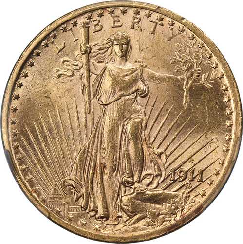 1911年Sミント セントゴーデンス金貨 20ドル PCGS MS63 素晴らしい外観 強い打刻|世界の紙幣・金・銀・銅 ラフテル