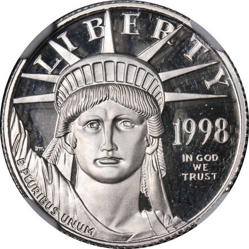 1998年Wミント プラチナアメリカンイーグル 25ドル NGC PF70 ウルトラカメオ 在庫あり｜世界の紙幣・金・銀・銅 ラフテル
