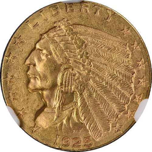 1925年Dミント インド金貨 2.50ドル NGC MS62 素晴らしい外観 強い打刻|世界の紙幣・金・銀・銅 ラフテル