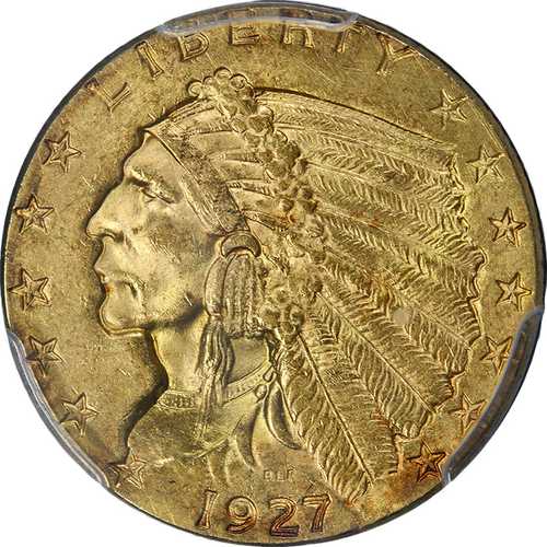 1927年 インド金貨 2.50ドル PCGS MS63 素晴らしい外観 強い打刻｜世界の紙幣・金・銀・銅 ラフテル
