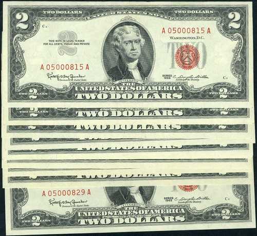 FR. 1513 $2 1963 法定通貨パック A-A ブロック ジェム CU - 15枚セット｜世界の紙幣・金・銀・銅 ラフテル 97,900円