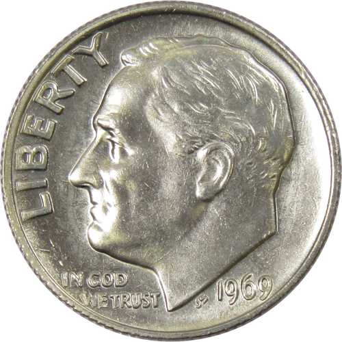 1969年 ルーズベルトダイム 未使用ミントステート 10セント 米国コイン コレクターズアイテム｜世界の紙幣・金・銀・銅 ラフテル