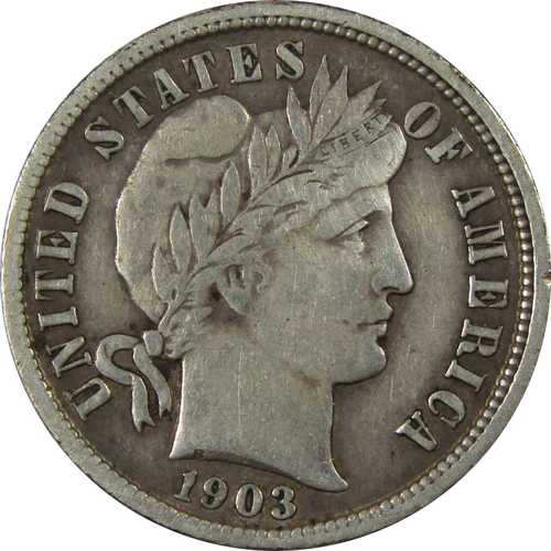 1903年 バーバー銀貨 10セント硬貨 VF(非常に良好な状態)|世界の紙幣・金・銀・銅 ラフテル