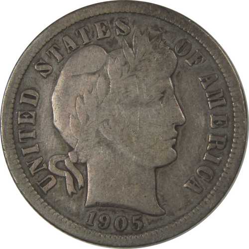 1905年 S バーバー シルバーダイム F 美品 10セント硬貨|世界の紙幣・金・銀・銅 ラフテル