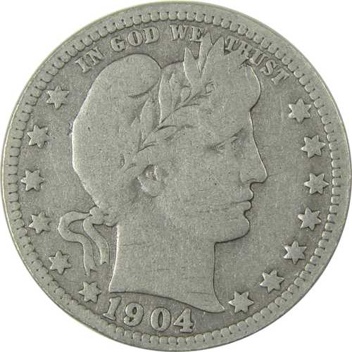 1904年 O バーバー 銀貨 25セント硬貨 VG(非常に良い状態)|世界の紙幣・金・銀・銅 ラフテル