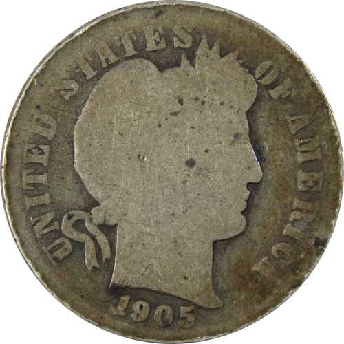 1905年 O マイクロ O バーバー シルバー ダイム G 良好な状態 10セント硬貨|世界の紙幣・金・銀・銅 ラフテル