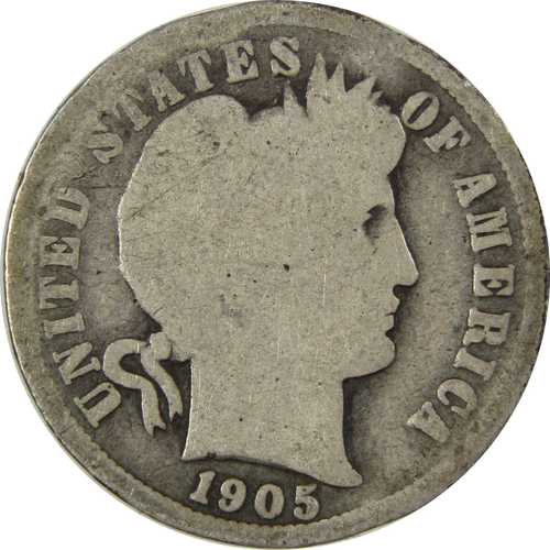 1905年 O マイクロ O バーバー シルバー ダイム G 良好な状態 10セント硬貨｜世界の紙幣・金・銀・銅 ラフテル 28,600円