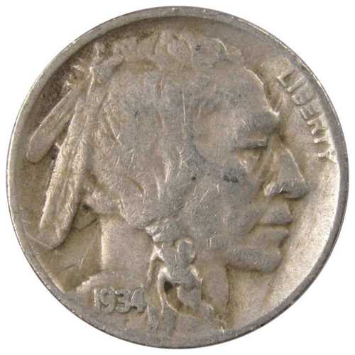 1934年 D インディアンヘッド バッファローニッケル 5セント硬貨 F 美品 5セント 米国コイン コレクターズアイテム｜世界の紙幣・金・銀・銅 ラフテル