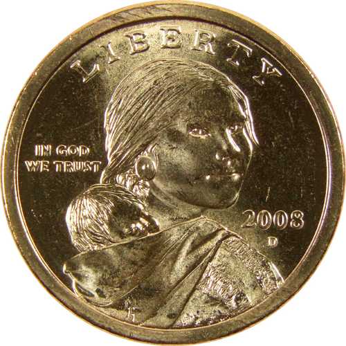 2008年 D サカガウィア ネイティブアメリカン ドル 未使用品 1ドル硬貨｜世界の紙幣・金・銀・銅 ラフテル