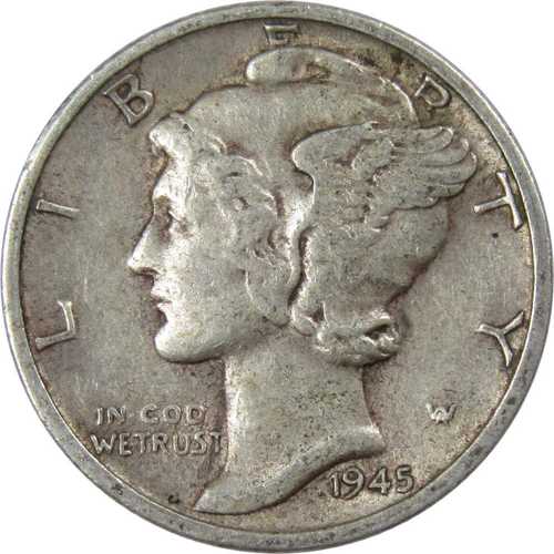 1945年Sミント マーキュリーダイム VF（極美品）90%銀貨 10セント 米国コイン コレクターズアイテム｜世界の紙幣・金・銀・銅 ラフテル