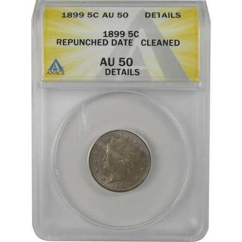 1899年再刻印リバティヘッドニッケル AU 50 詳細 ANACS｜世界の紙幣・金・銀・銅 ラフテル