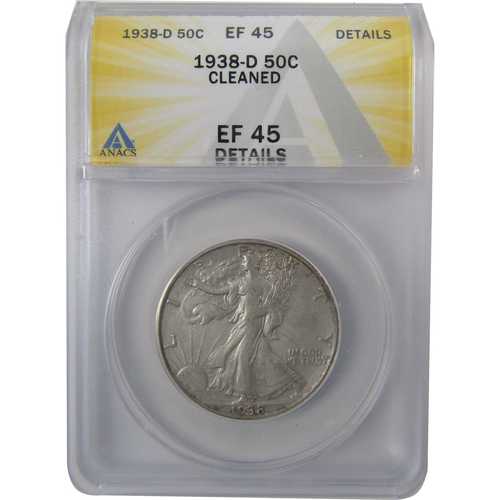 1938年 D リバティ・ウォーキング シルバー 50セント EF 45 詳細 ANACS|世界の紙幣・金・銀・銅 ラフテル