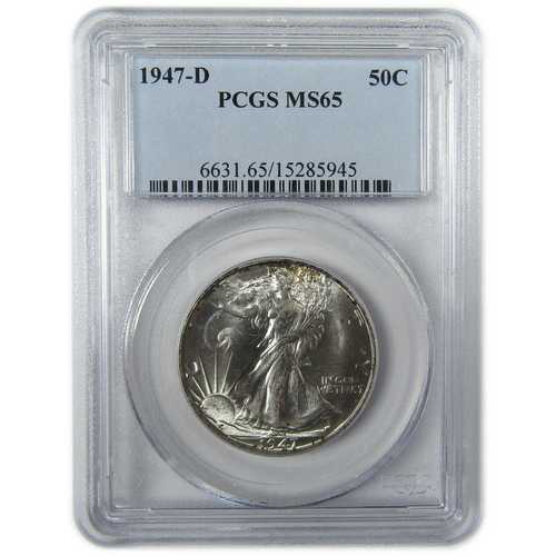 1947年 D リバティウォーキング シルバー 50セント MS 65 PCGS 未使用品|世界の紙幣・金・銀・銅 ラフテル