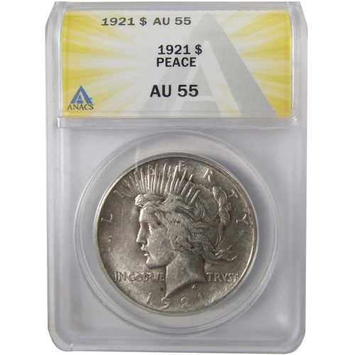 1921年 高浮彫りピース銀貨 AU 55 ANACS 1ドル硬貨｜世界の紙幣・金・銀・銅 ラフテル