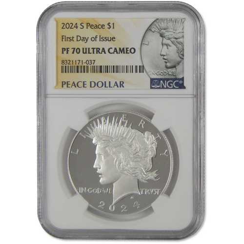 2024年 S ピースダラー PF 70 UCAM NGC .999 銀地金 プルーフ 初日｜世界の紙幣・金・銀・銅 ラフテル
