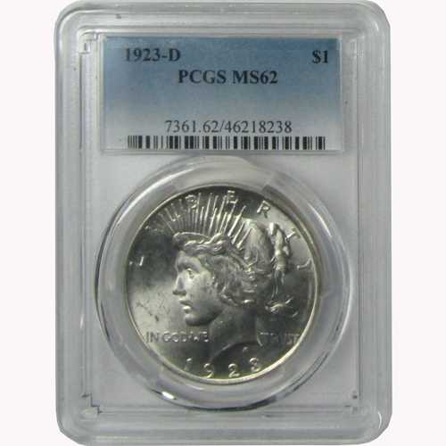 1923年 D ピース銀貨 MS 62 PCGS 未流通 1ドル硬貨 コレクターズアイテム｜世界の紙幣・金・銀・銅 ラフテル