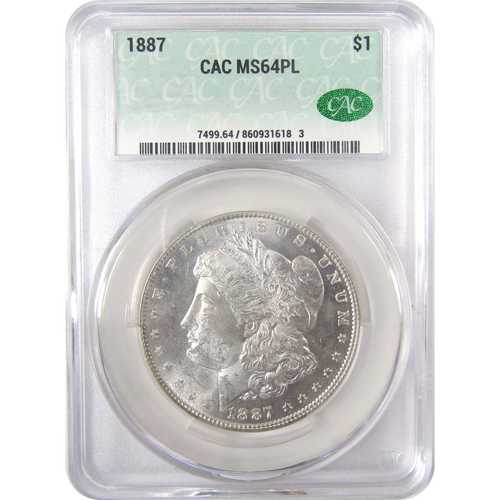 1887年 モーガン・ダラー MS 64 PL CAC 銀貨 プルーフライク 1ドル硬貨｜世界の紙幣・金・銀・銅 ラフテル