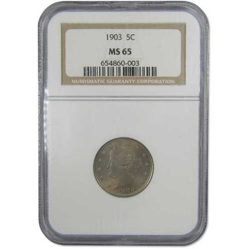 1903年 リバティヘッドVニッケル MS 65 NGC 未流通 5セント硬貨｜世界の紙幣・金・銀・銅 ラフテル 100,000円