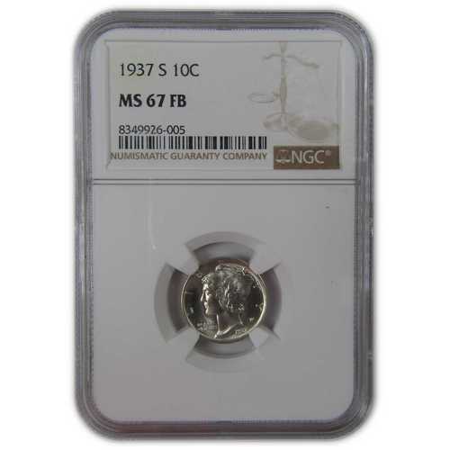 1937年Sミント マーキュリーダイム MS 67 FB NGC 銀貨 未流通｜世界の紙幣・金・銀・銅 ラフテル