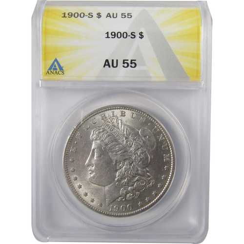 1900年Sミント モーガン銀貨 AU 55 ANACS 1ドル硬貨|世界の紙幣・金・銀・銅 ラフテル
