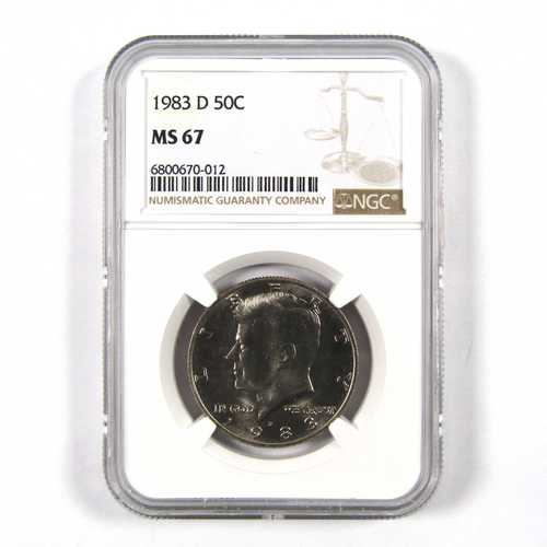1983年 D ケネディ ハーフダラー MS 67 NGC クラッド 50セント 未流通|世界の紙幣・金・銀・銅 ラフテル